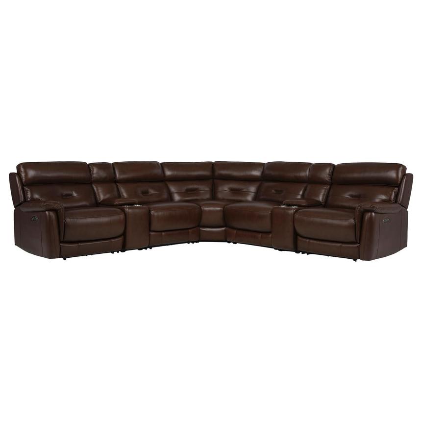 Naya Brown Leather Power Reclining Sectional with 7PCS/3PWR