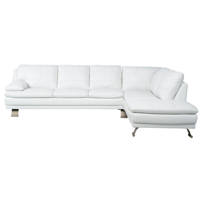 Rio White II Leather Corner Sofa w/Right Chaise  alternate image, 2 of 9 images.