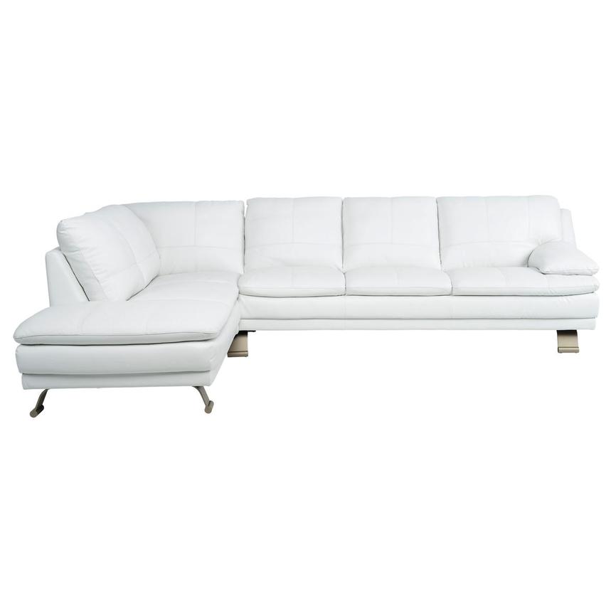 Rio White II Leather Corner Sofa w/Left Chaise  alternate image, 2 of 9 images.