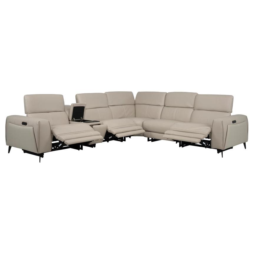 Luke 2.0 Taupe Leather Power Reclining Sectional with 6PCS/3PWR alternate image, 2 of 11 images.
