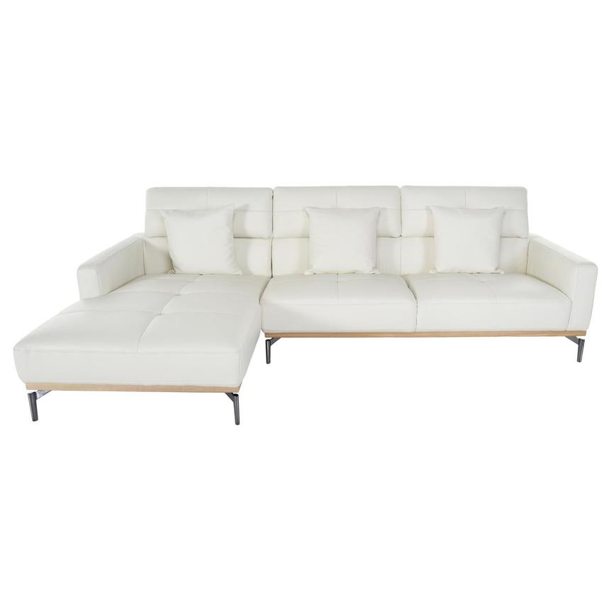 Nate White Leather Corner Sofa w/Left Chaise  alternate image, 3 of 7 images.