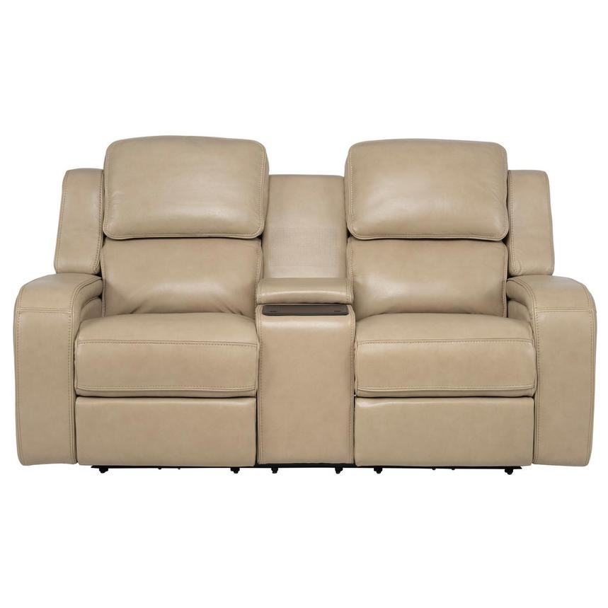 Epic Taupe Leather Power Reclining Loveseat | El Dorado Furniture