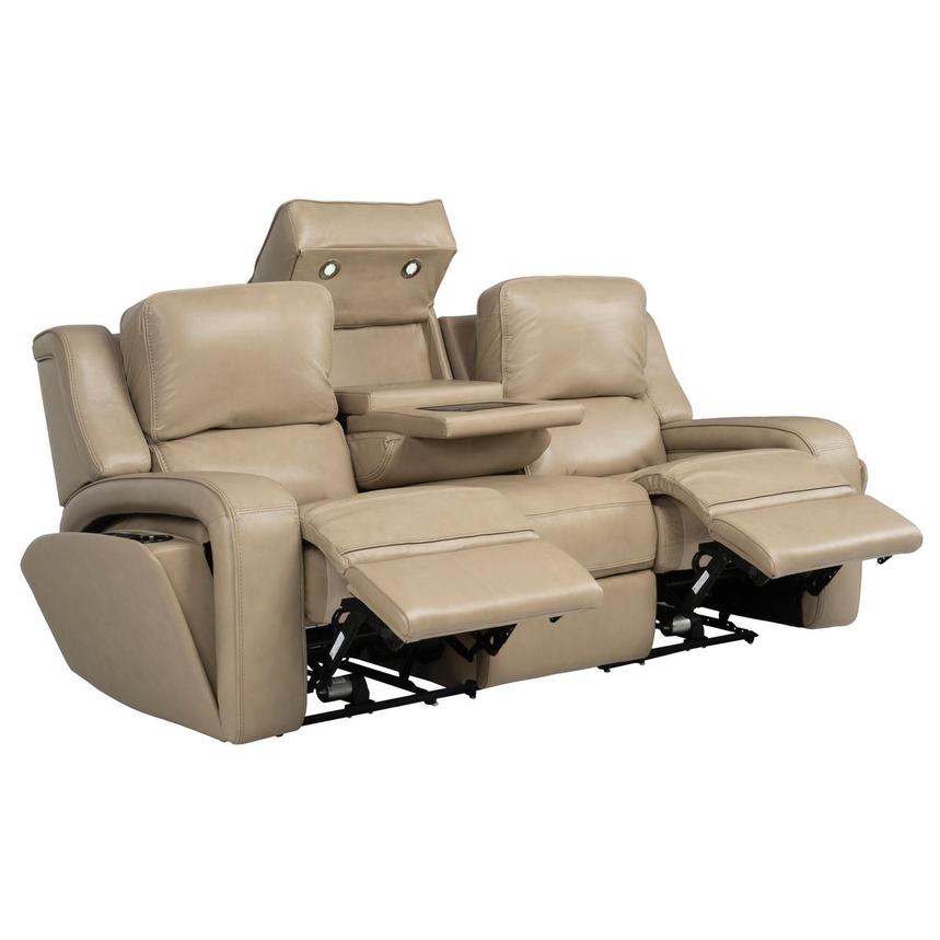 Epic Taupe Leather Power Reclining Sofa alternate image, 4 of 14 images.