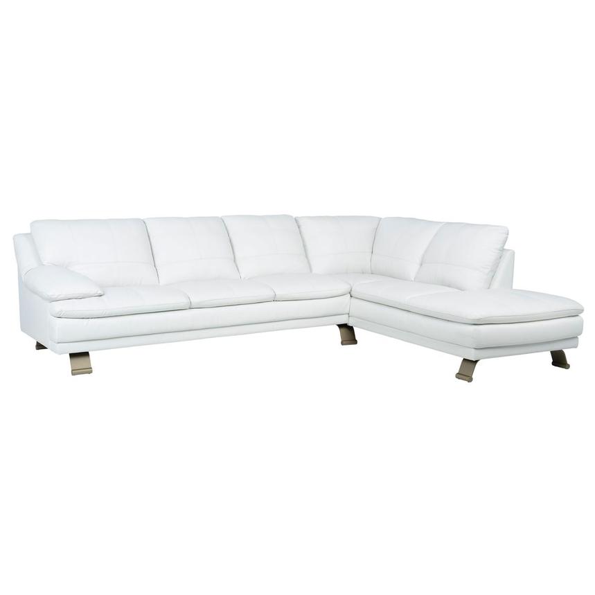 Rio White II Leather Corner Sofa w/Right Chaise