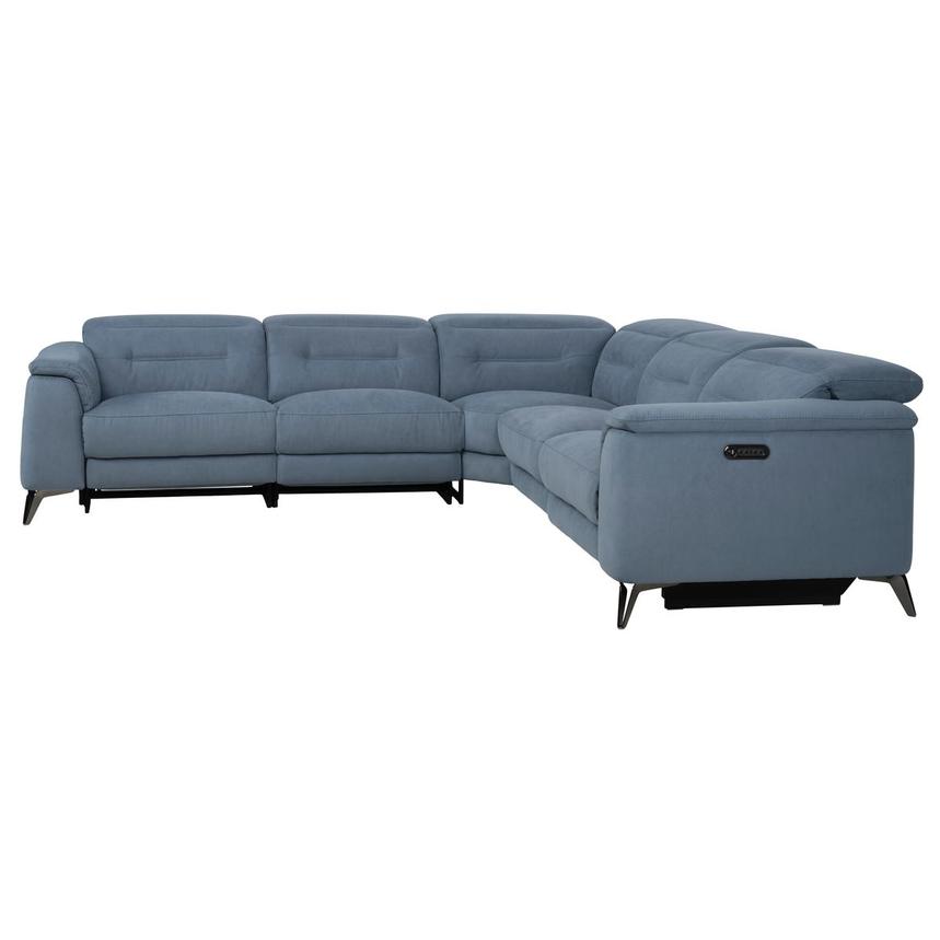 Claribel II Light Blue Power Reclining Sectional with 5PCS/2PWR  alternate image, 3 of 10 images.