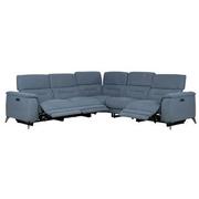Claribel II Light Blue Power Reclining Sectional with 5PCS/3PWR  alternate image, 2 of 10 images.