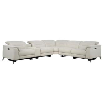 Claribel II Ivory Power Reclining Sectional with 6PCS/3PWR