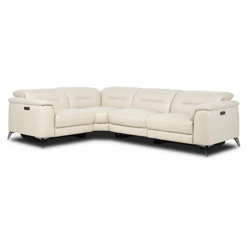 Anabel Cream 2.0 Leather Power Reclining Sectional with 4PCS/2PWR main image, 1 of 4 images.