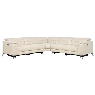 Anabel Cream 2.0 Leather Power Reclining Sectional with 5PCS/3PWR