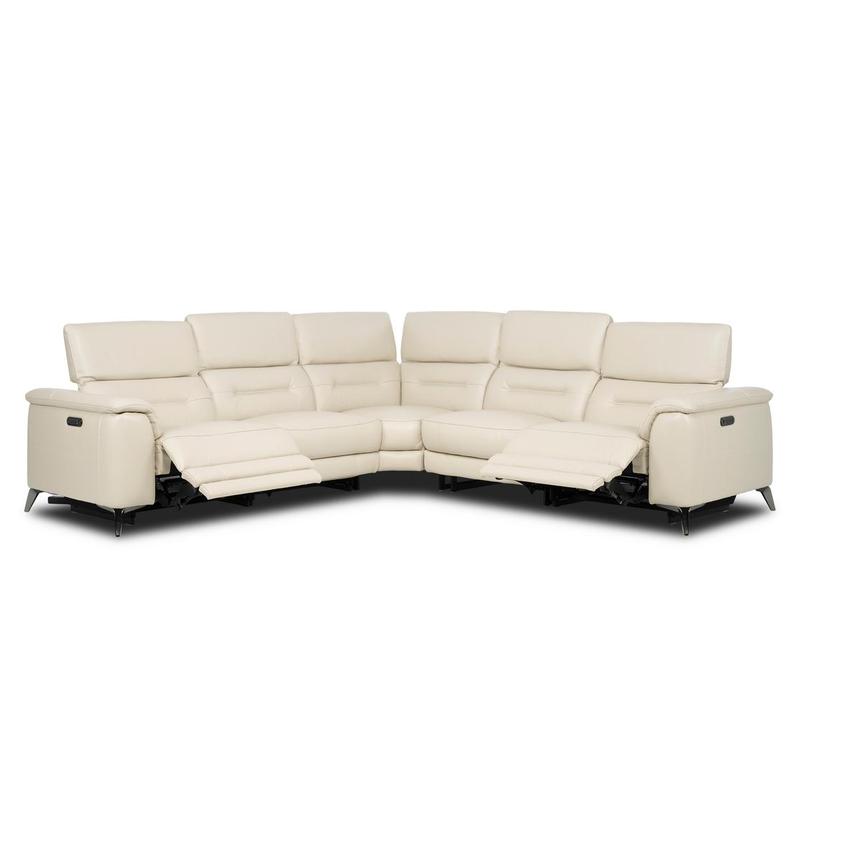 Anabel Cream 2.0 Leather Power Reclining Sectional with 5PCS/2PWR alternate image, 2 of 4 images.