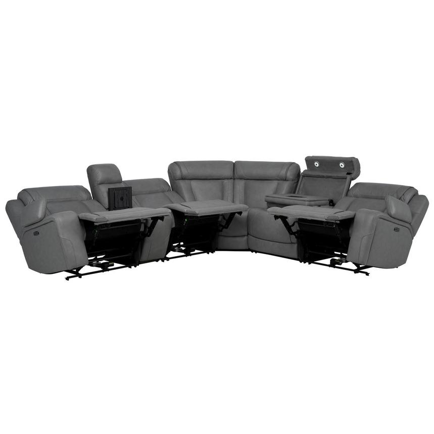 Odyssey Cobalt 6PCS/3PWR Leather Power Reclining Sectional w/Beverage Cooler  alternate image, 3 of 20 images.