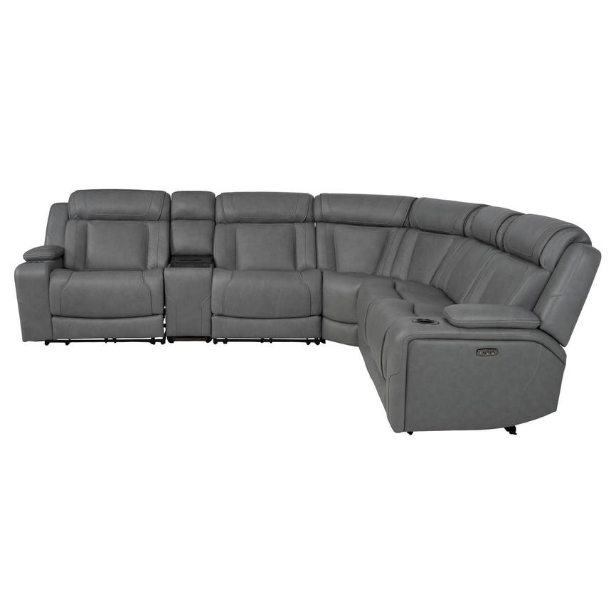 Odyssey Cobalt 6PCS/3PWR Leather Power Reclining Sectional w/Beverage Cooler  alternate image, 3 of 19 images.