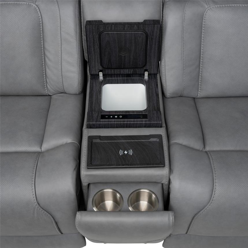 Odyssey Cobalt 6PCS/3PWR Leather Power Reclining Sectional w/Beverage Cooler  alternate image, 8 of 20 images.
