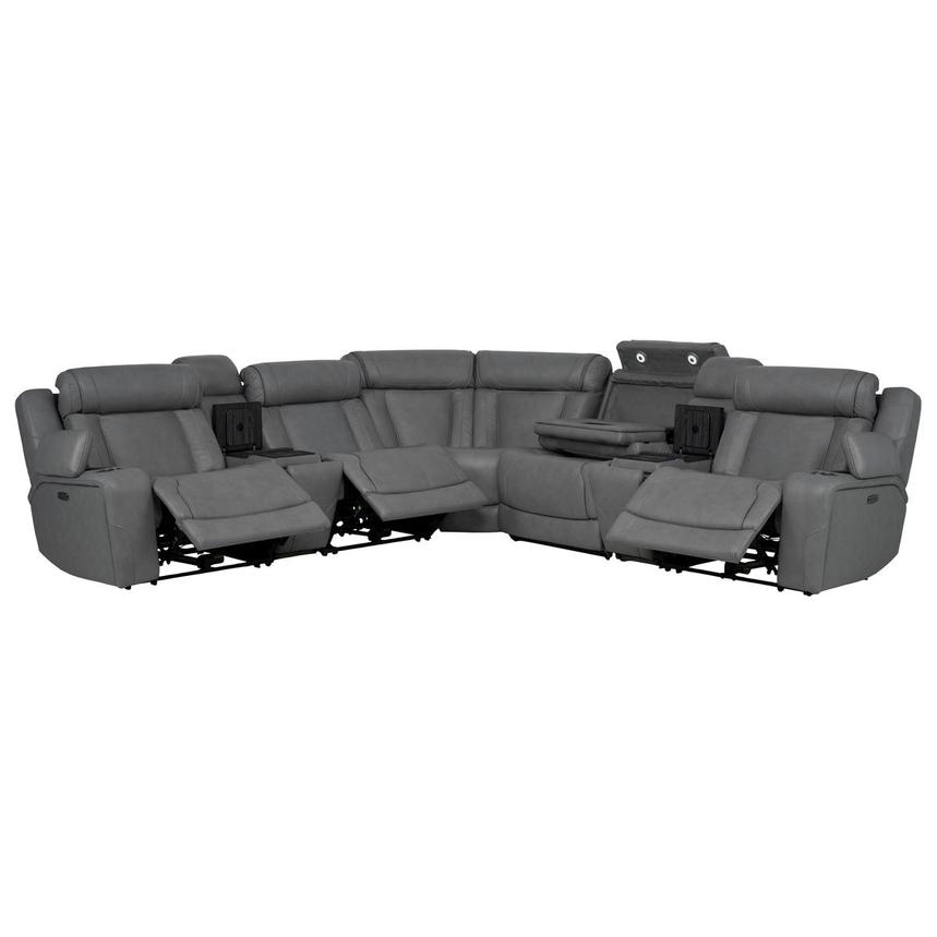 Odyssey Cobalt 7PCS/3PWR Leather Power Reclining Sectional w/Beverage Cooler  alternate image, 3 of 20 images.