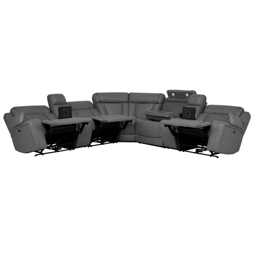 Odyssey Cobalt 7PCS/3PWR Leather Power Reclining Sectional w/Beverage Cooler  alternate image, 3 of 18 images.