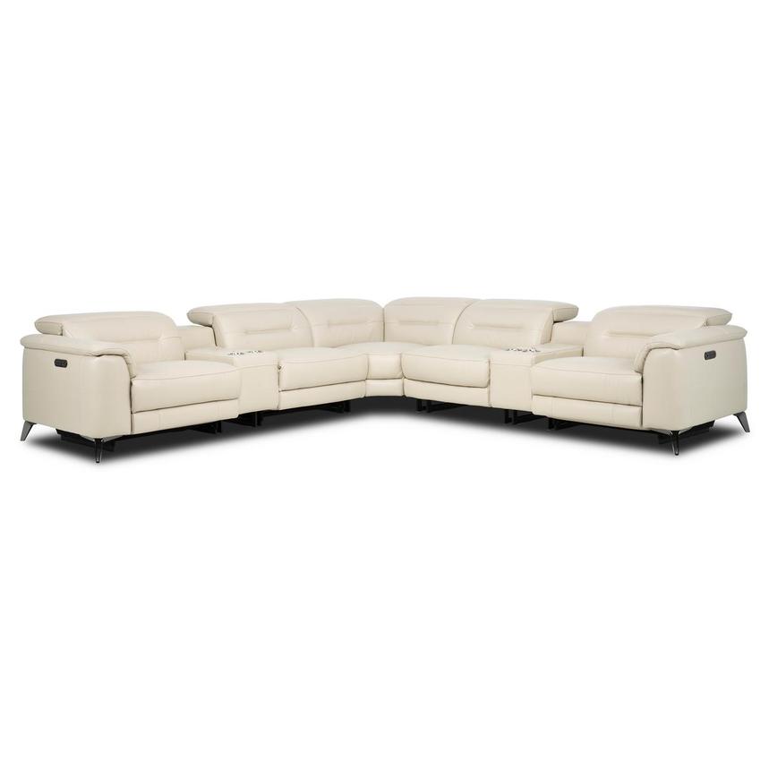 Anabel Cream 2.0 Leather Power Reclining Sectional with 7PCS/3PWR main image, 1 of 5 images.