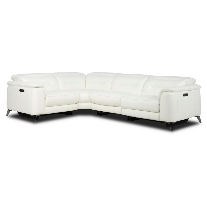 Anabel White 2.0 Leather Power Reclining Sectional with 4PCS/2PWR  main image, 1 of 10 images.