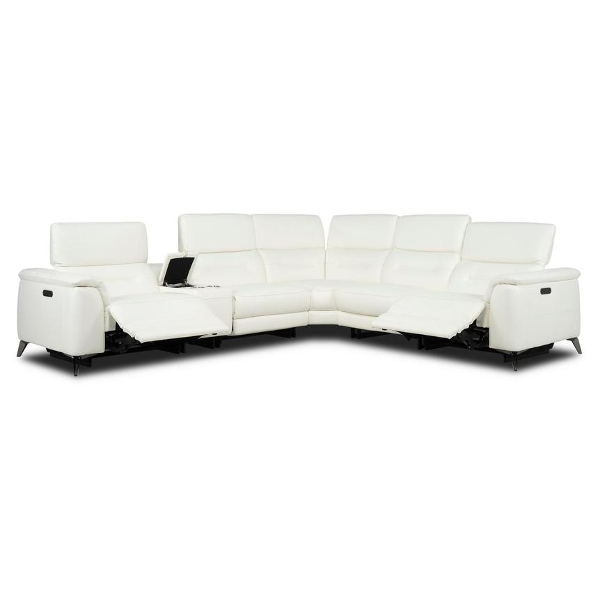 Anabel White 2.0 Leather Power Reclining Sectional with 6PCS/2PWR  alternate image, 2 of 13 images.