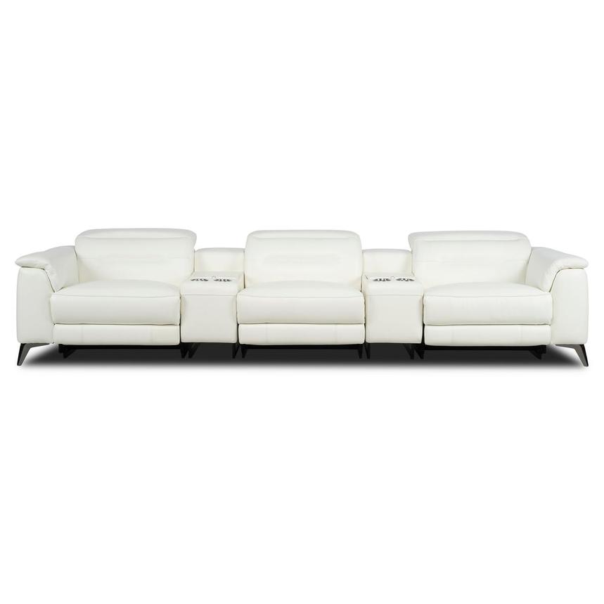 Anabel White 2.0 Home Theater Leather Seating with 5PCS/2PWR  main image, 1 of 13 images.