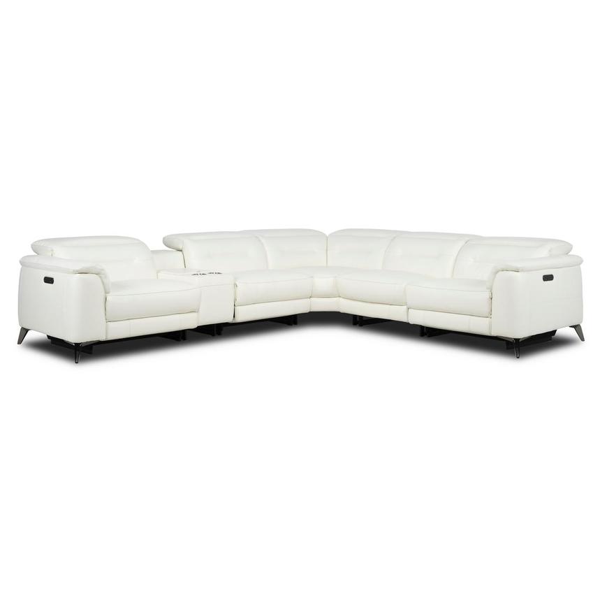 Anabel White 2.0 Leather Power Reclining Sectional with 6PCS/2PWR main image, 1 of 13 images.