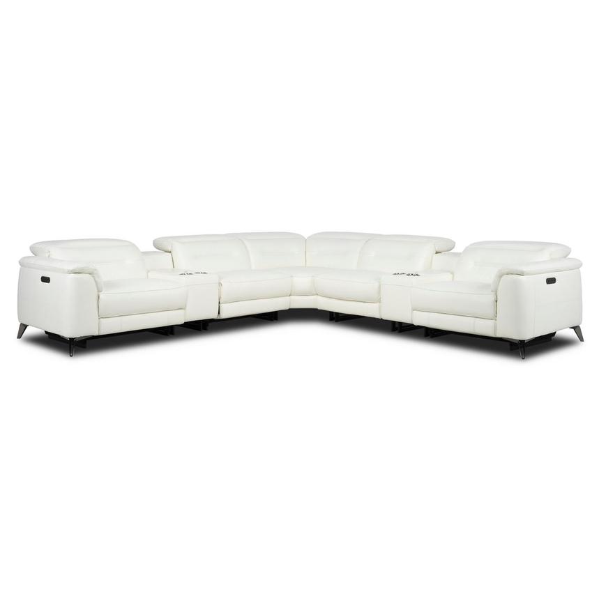 Anabel White 2.0 Leather Power Reclining Sectional with 7PCS/3PWR main image, 1 of 13 images.