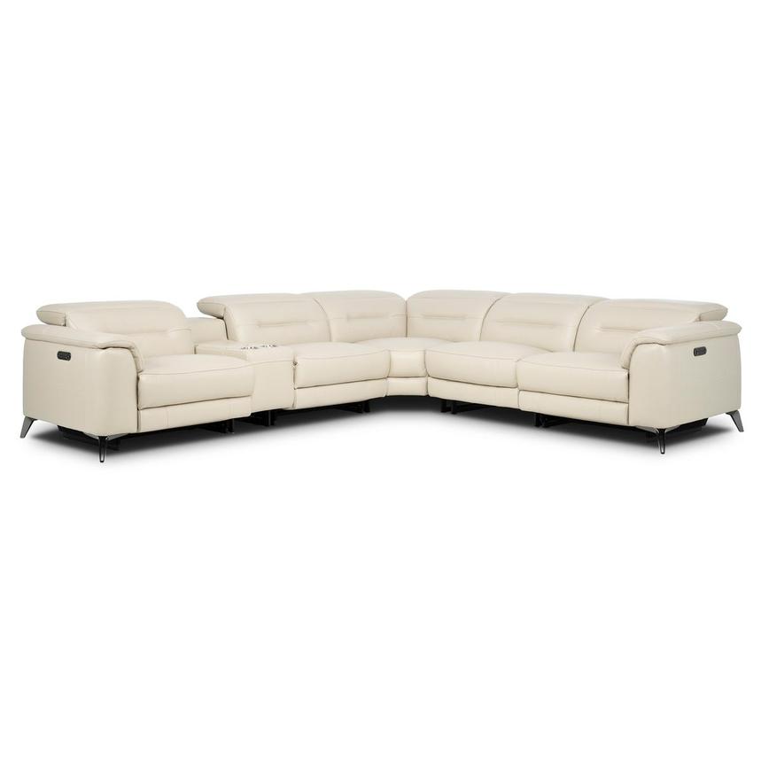 Anabel Cream 2.0 Leather Power Reclining Sectional with 6PCS/2PWR main image, 1 of 4 images.