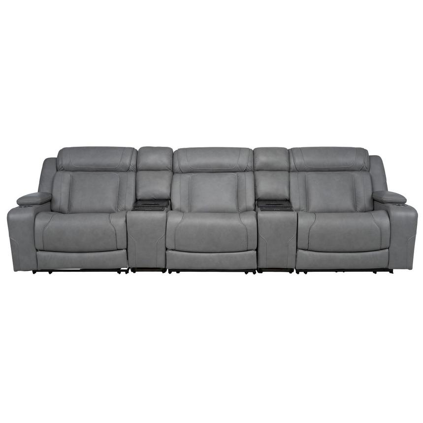 Odyssey Cobalt 5PCS/3PWR Home Theater Leather Seating w/Beverage Cooler  main image, 1 of 15 images.