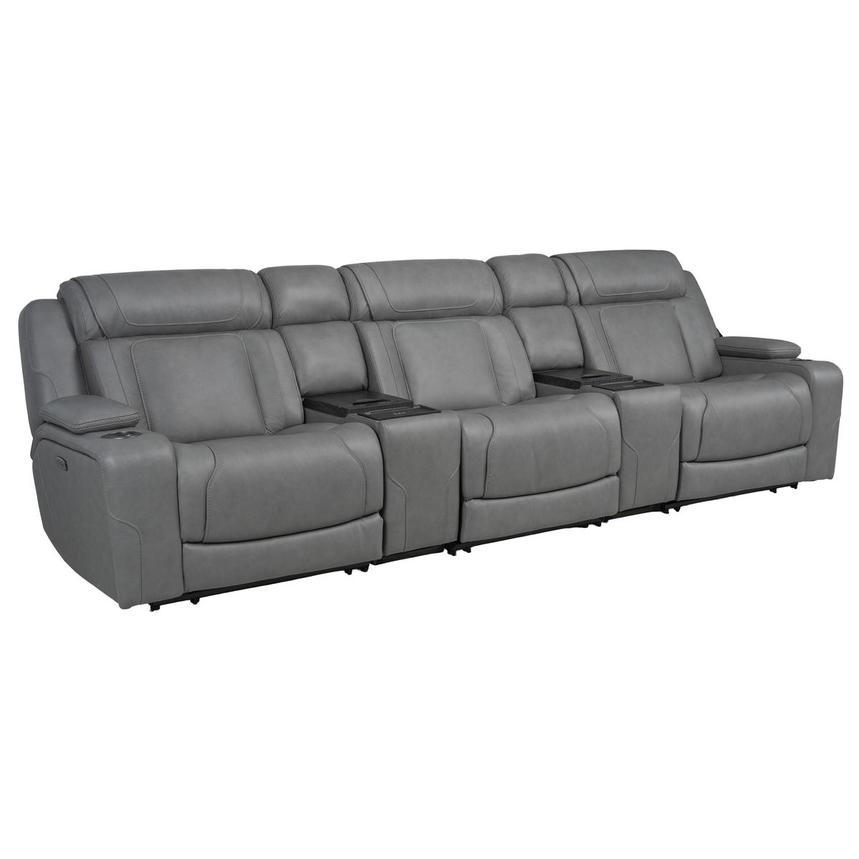 Odyssey Cobalt 5PCS/3PWR Home Theater Leather Seating w/Beverage Cooler  alternate image, 3 of 15 images.
