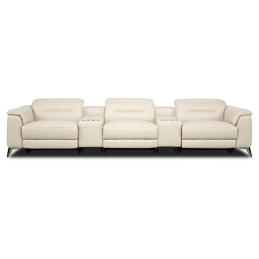 Anabel Cream 2.0 Home Theater Leather Seating with 5PCS/2PWR  main image, 1 of 4 images.