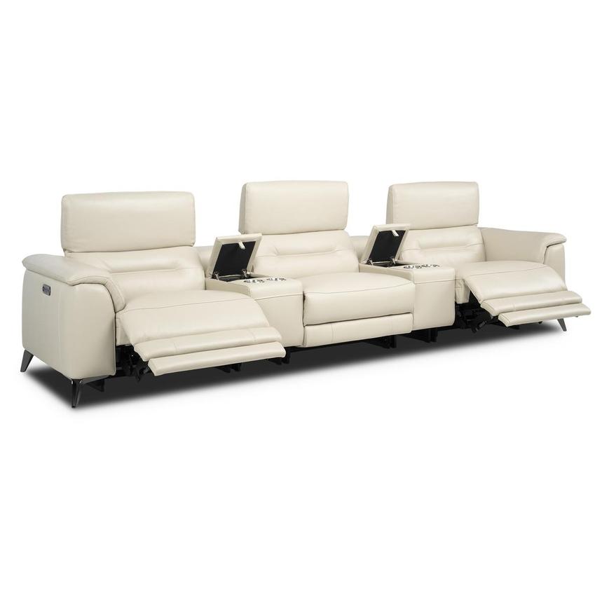 Anabel Cream 2.0 Home Theater Leather Seating with 5PCS/2PWR  alternate image, 3 of 4 images.