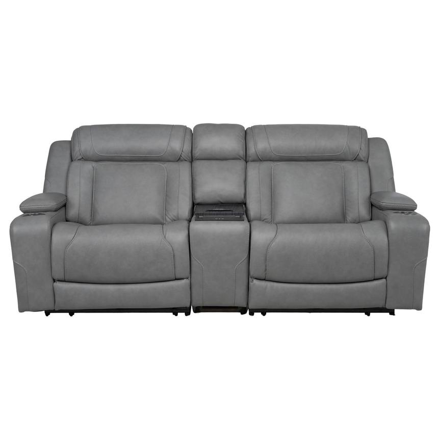 Odyssey Cobalt Leather Reclining Sofa w/Beverage Cooler  main image, 1 of 15 images.
