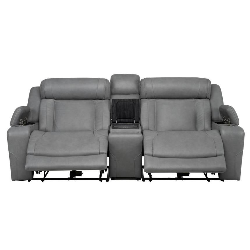 Odyssey Cobalt Leather Reclining Sofa w/Beverage Cooler  alternate image, 3 of 16 images.