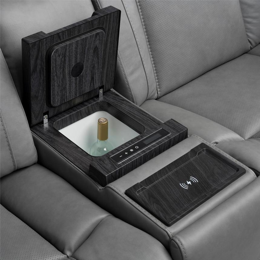 Odyssey Cobalt Leather Reclining Sofa w/Beverage Cooler  alternate image, 8 of 15 images.