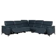 Anabel 2.0 Blue Leather Power Reclining Sectional with 5PCS/3PWR  alternate image, 3 of 9 images.