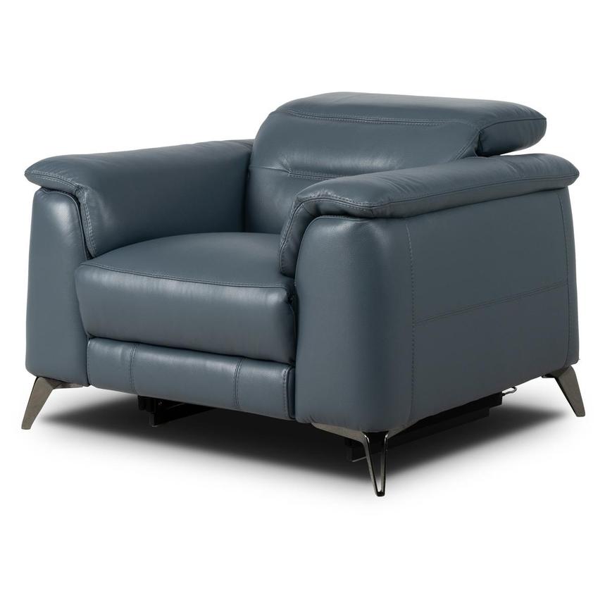 Anabel 2.0 Blue Leather Power Recliner  main image, 1 of 6 images.