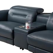Anabel 2.0 Blue Leather Power Reclining Sectional with 6PCS/3PWR  alternate image, 5 of 13 images.