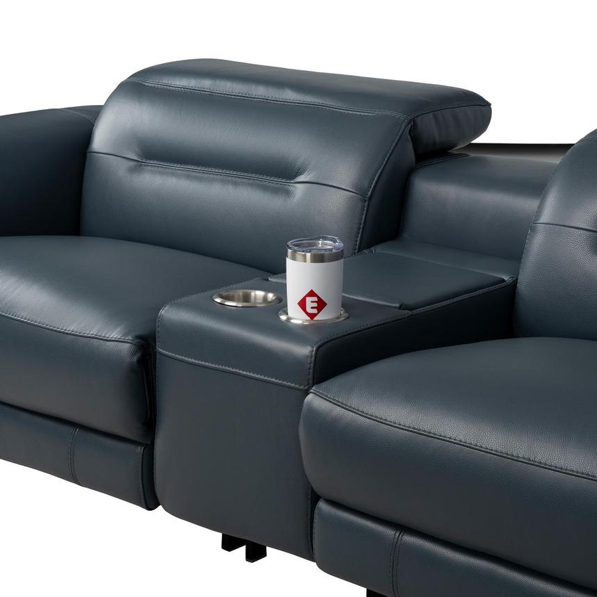 Anabel 2.0 Blue Leather Power Reclining Sectional with 7PCS/3PWR  alternate image, 6 of 14 images.