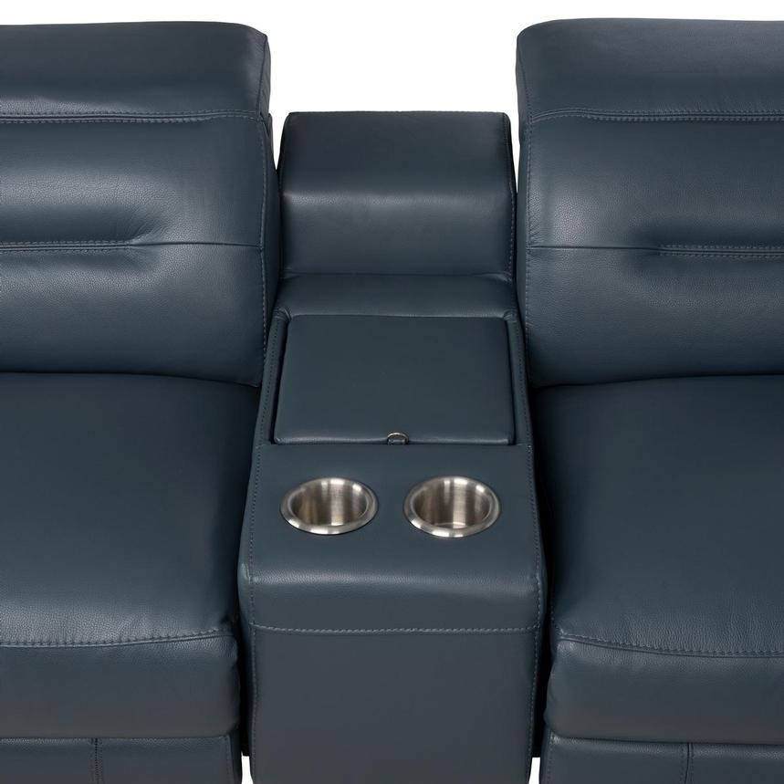 Anabel 2.0 Blue Leather Power Reclining Sectional with 7PCS/3PWR alternate image, 6 of 13 images.