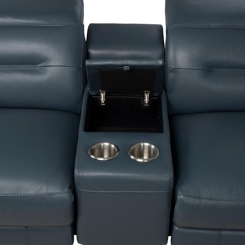Anabel 2.0 Blue Leather Power Reclining Sectional with 7PCS/3PWR alternate image, 7 of 13 images.