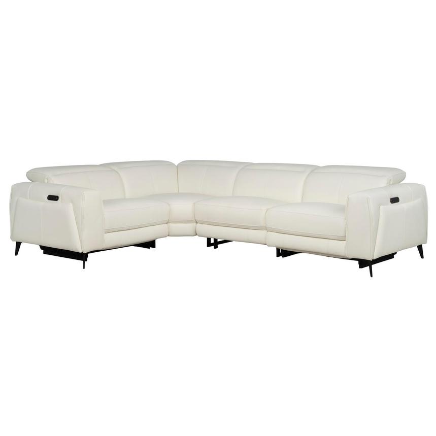 Luke 2.0 White Leather Power Reclining Sectional with 4PCS/2PWR