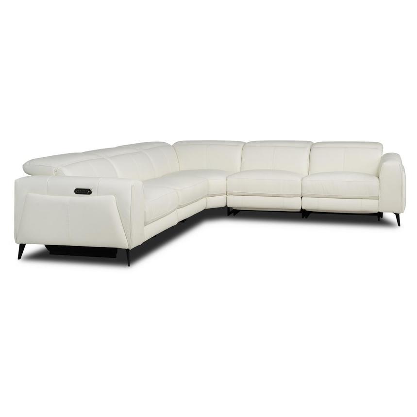 Luke 2.0 White Leather Power Reclining Sectional with 5PCS/3PWR  alternate image, 3 of 9 images.