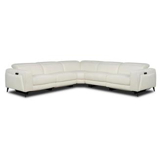 Luke 2.0 White Leather Power Reclining Sectional with 5PCS/2PWR