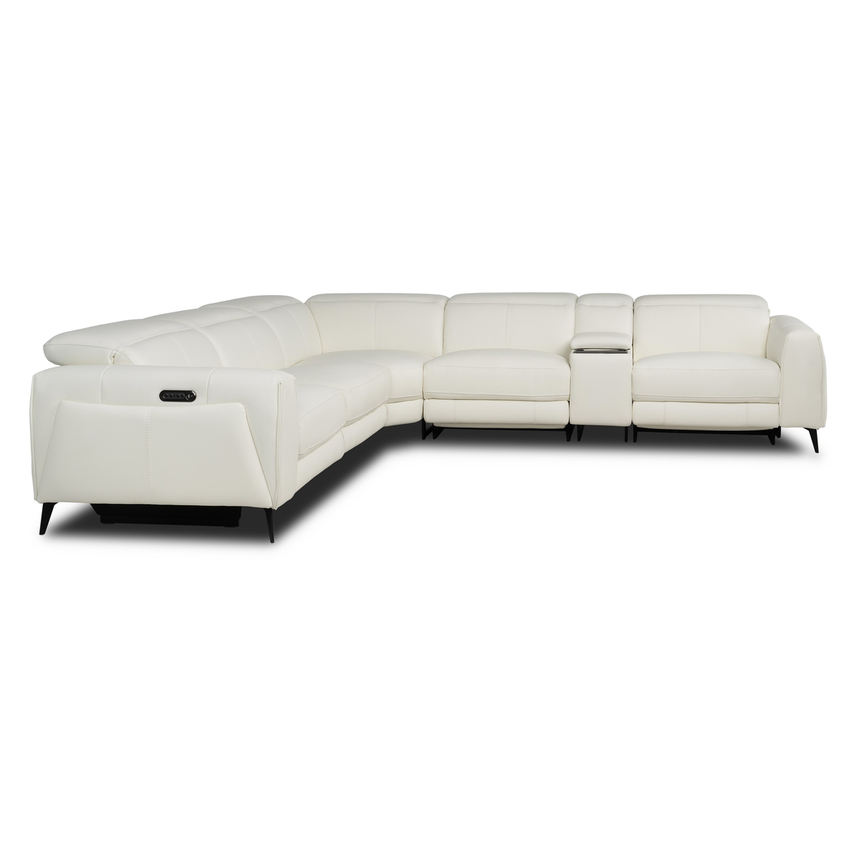 Luke 2.0 White Leather Power Reclining Sectional with 6PCS/2PWR  alternate image, 3 of 12 images.
