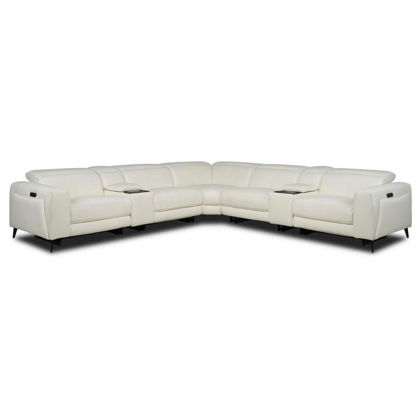 Luke 2.0 White Leather Power Reclining Sectional with 7PCS/3PWR  main image, 1 of 9 images.