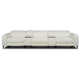 Luke 2.0 White Home Theater Leather Seating w/2PWR