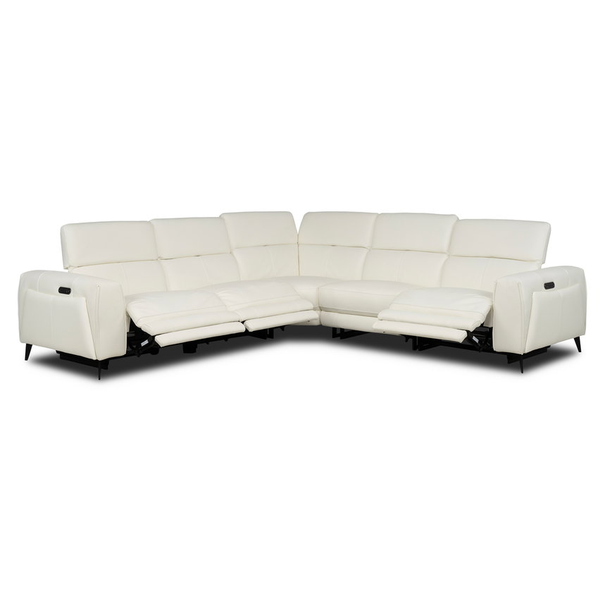 Luke 2.0 White Leather Power Reclining Sectional with 5PCS/3PWR alternate image, 2 of 9 images.