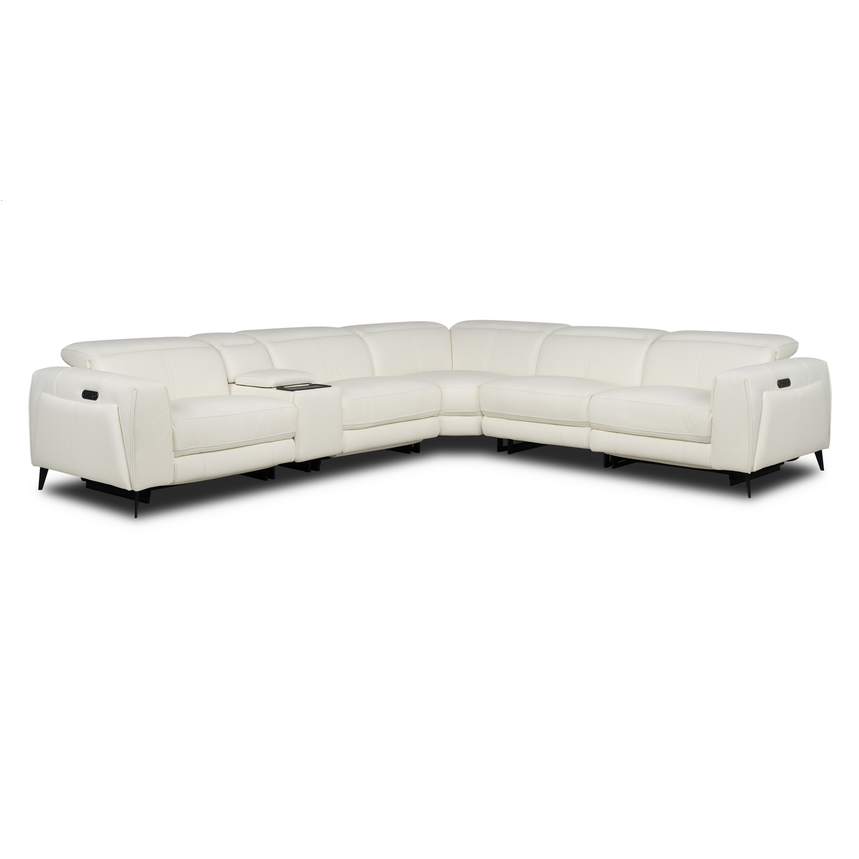 Luke 2.0 White Leather Power Reclining Sectional with 6PCS/2PWR  main image, 1 of 12 images.