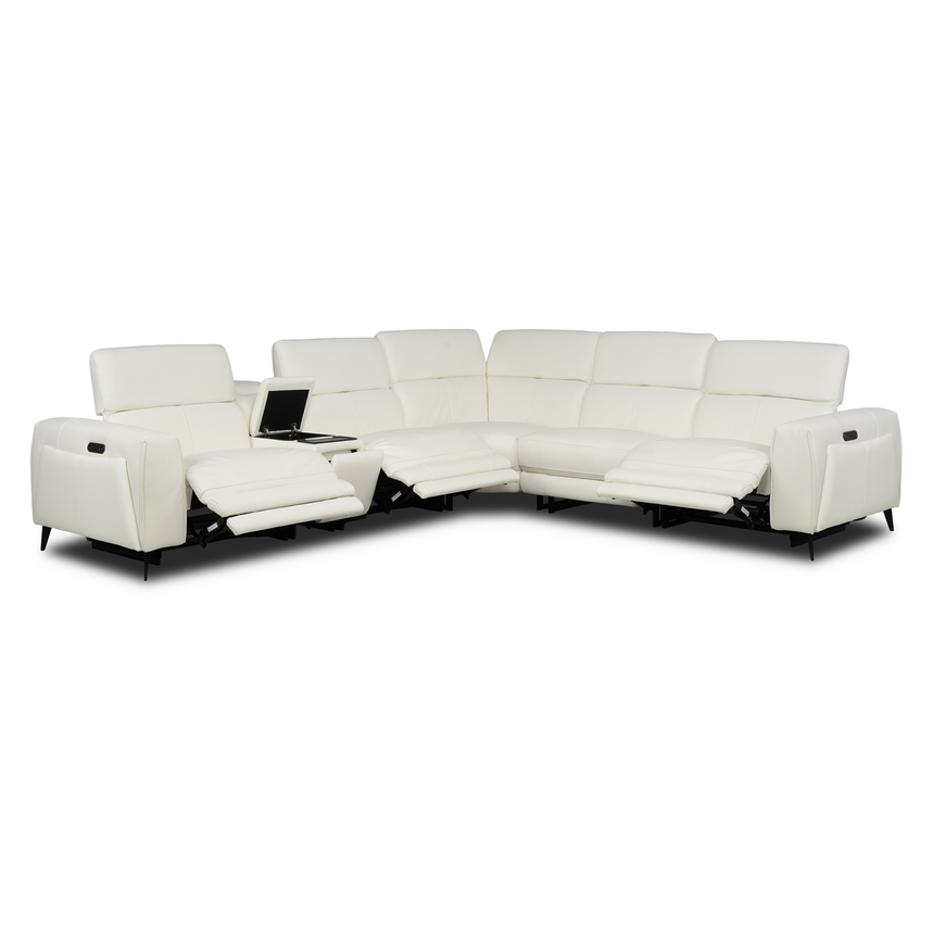 Luke 2.0 White Leather Power Reclining Sectional with 6PCS/3PWR alternate image, 2 of 12 images.