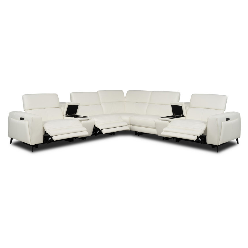 Luke 2.0 White Leather Power Reclining Sectional with 7PCS/3PWR alternate image, 2 of 9 images.