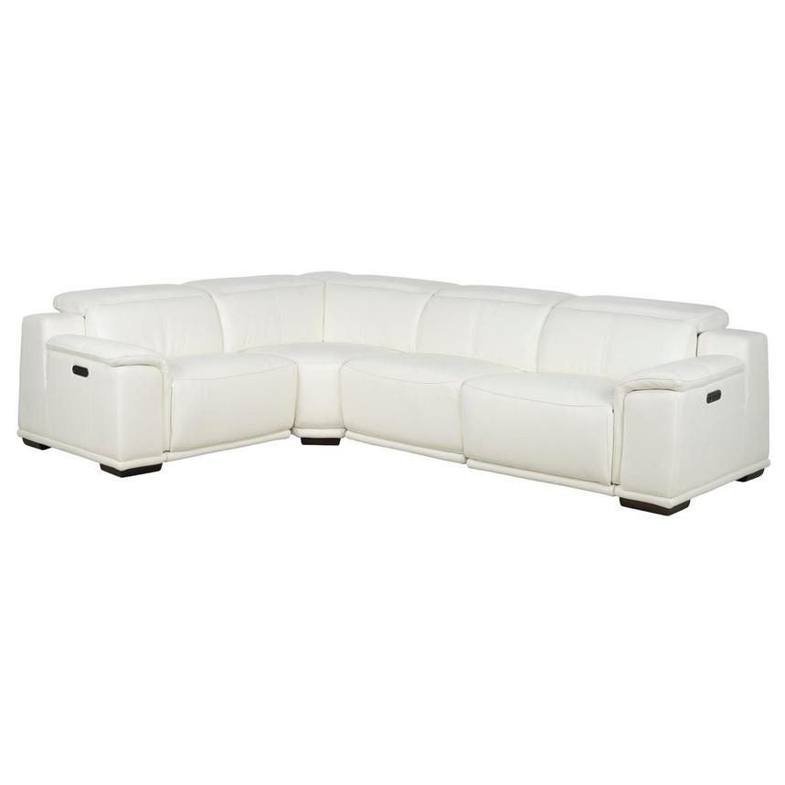 Davis White Leather Power Reclining Sectional with 4PCS/2PWR